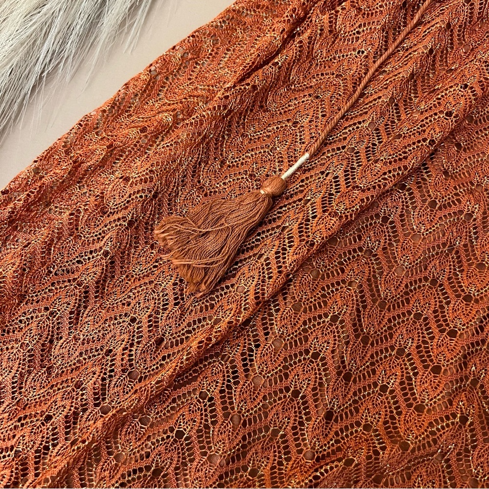 Miss Me Rust Orange Metallic Swing Dress - Picture 6 of 10